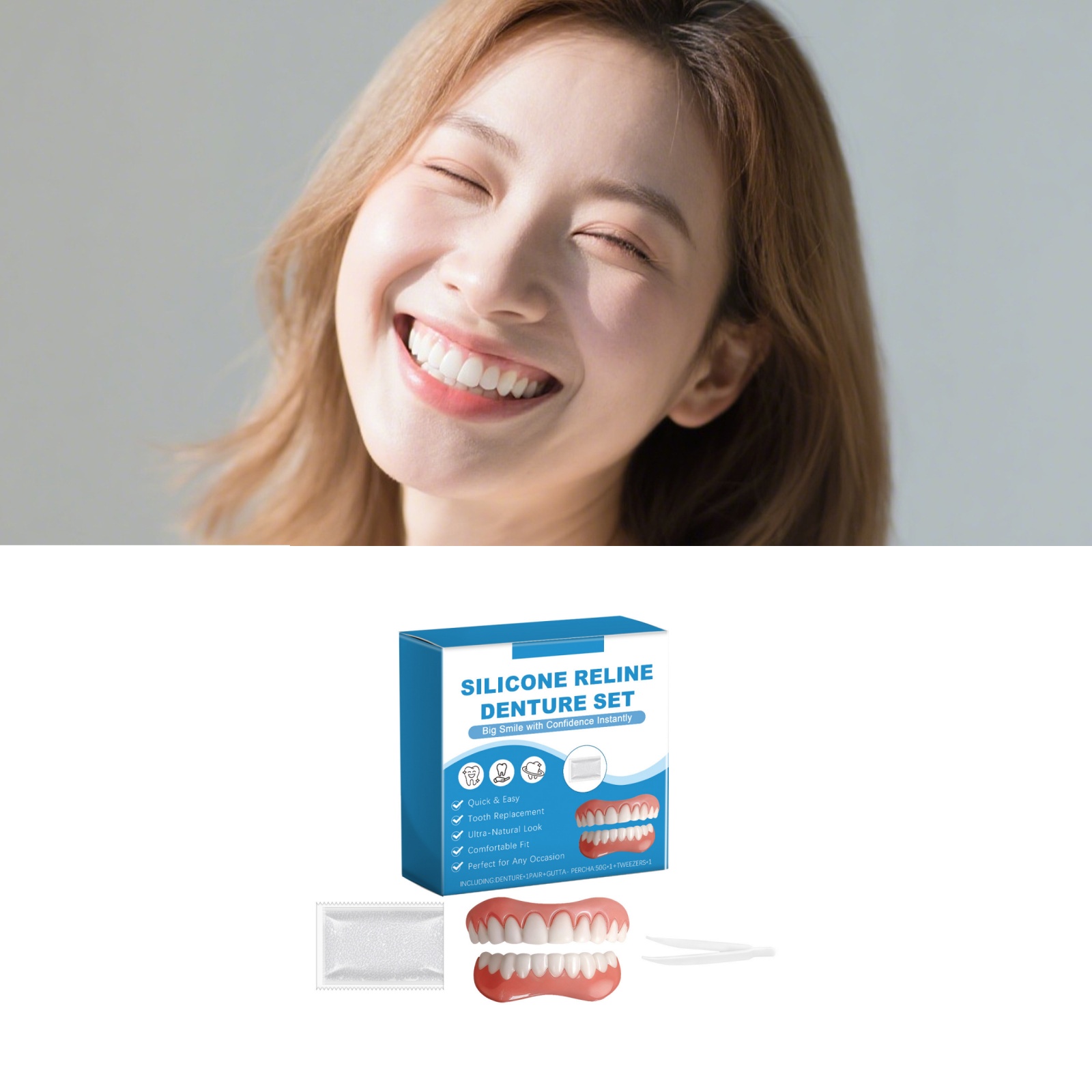 Full Cover Adhesive - Kit Completo de Prótese Dentária para