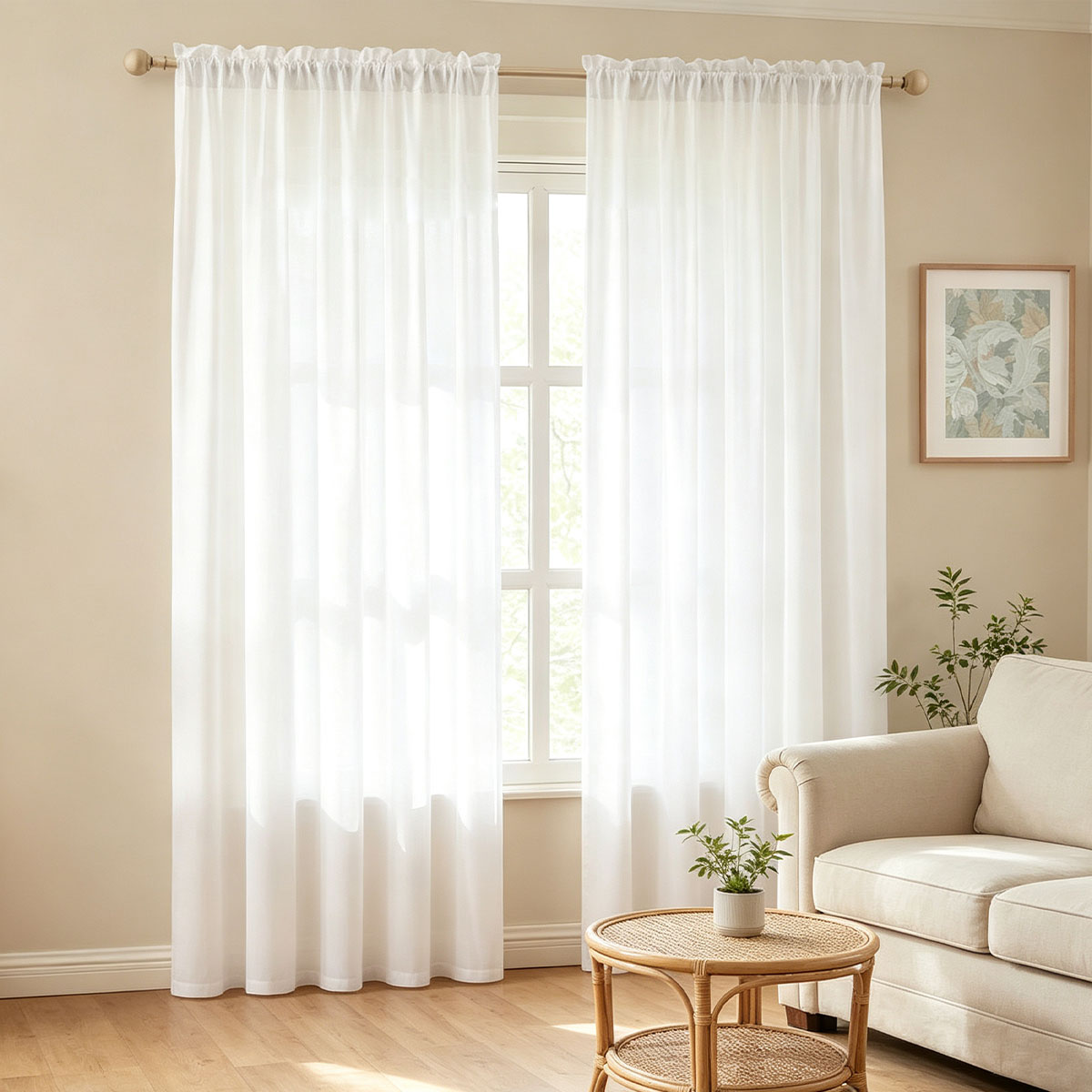 Privacy Filter 2Pack - Cortinas Voil Brancas Sólidas com Bolso